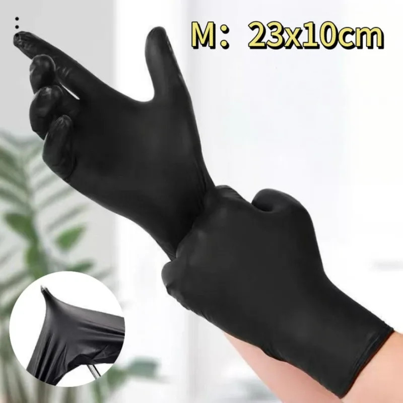 10-400Pcs Disposable Rubber Glove Black Latex Free PVC Gloves Household Kitchen