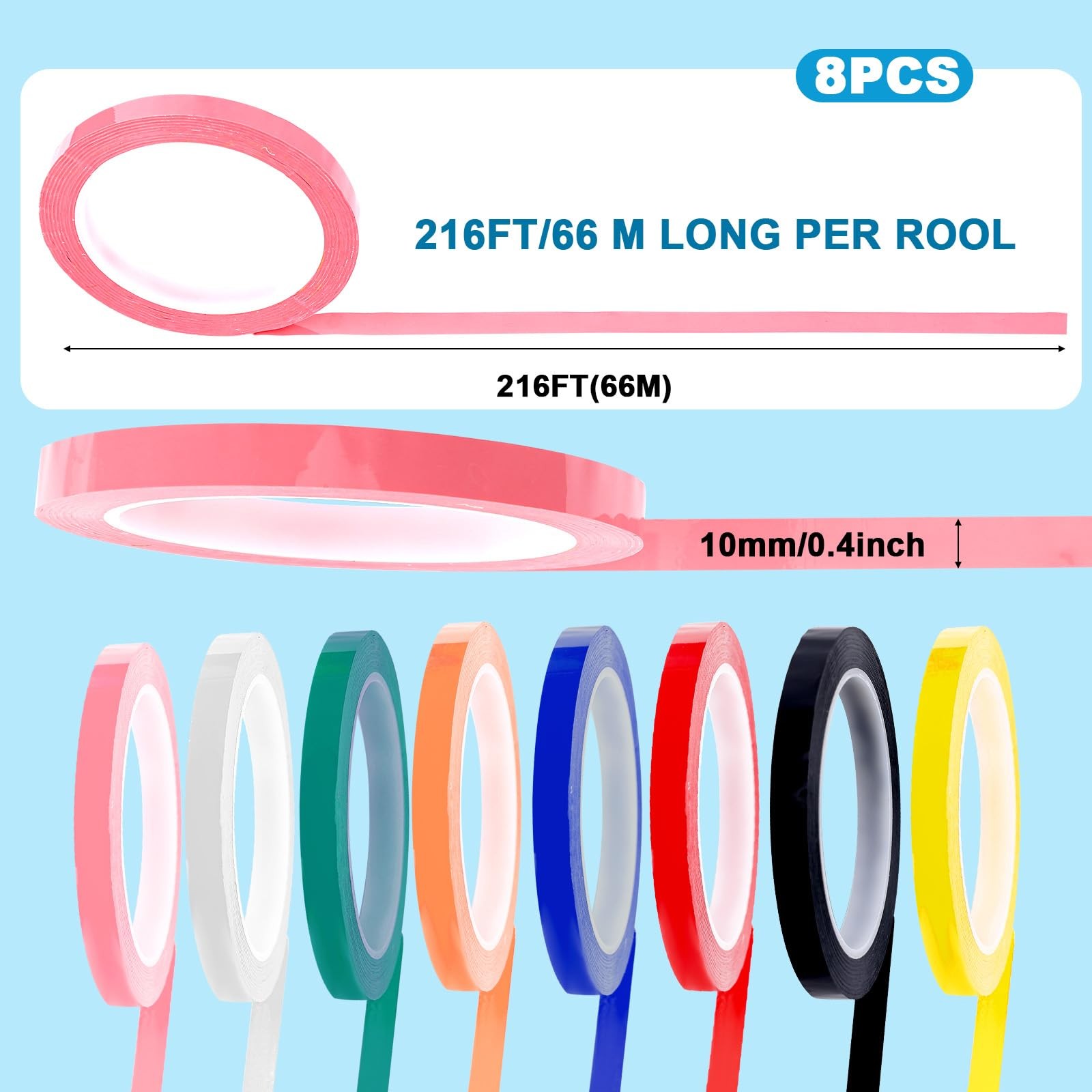 0.4 inch* 216 stopa, Red, Yellow, Orange, Sky Blue, Black, Green, Pink, White