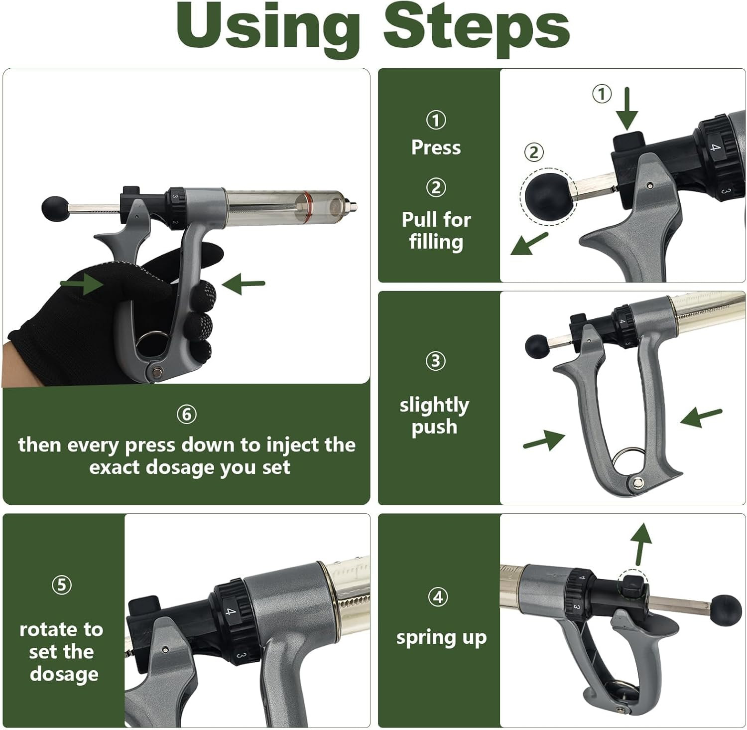 50Ml Semi-Automatic Livestock Syringe Kit: Includes Spare Syringe, Luer Lock Adj