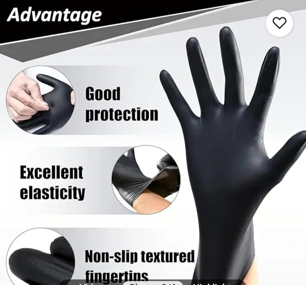 Black Nitrile Disposable Gloves Medium 100 Count Latex Free 3 Mil Ambidextrous