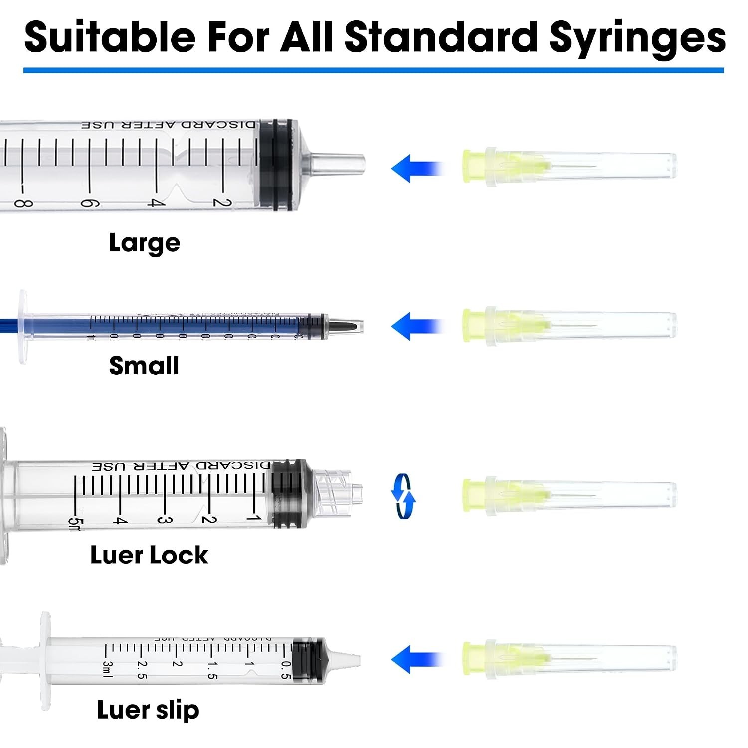 100 Pack 30 Ga 5/16 Inch Disposable Needles with Caps for Scientific and Industr