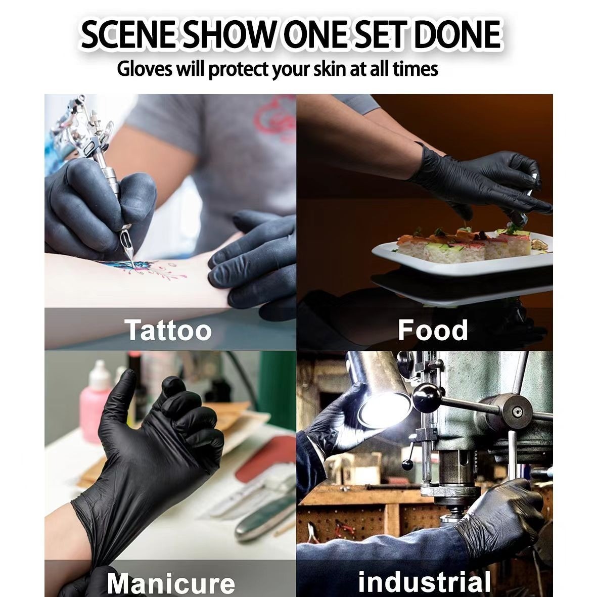5.5 Mil Black Nitrile Gloves: Powder-Free, Latex-Free (100-Count)