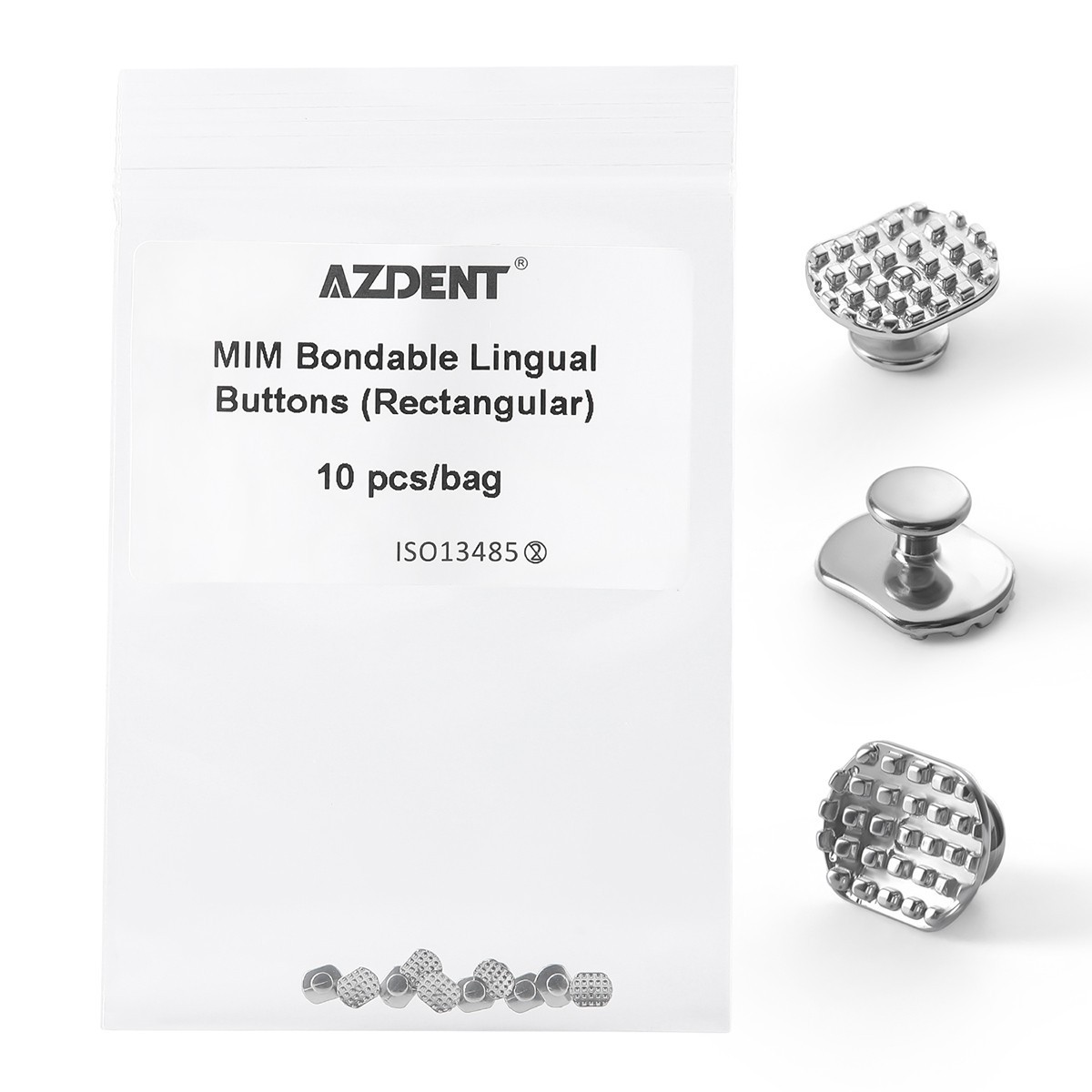 10pcs Dental Orthodontic Lingual Buttons Bondable for Bondable Rectangular Base