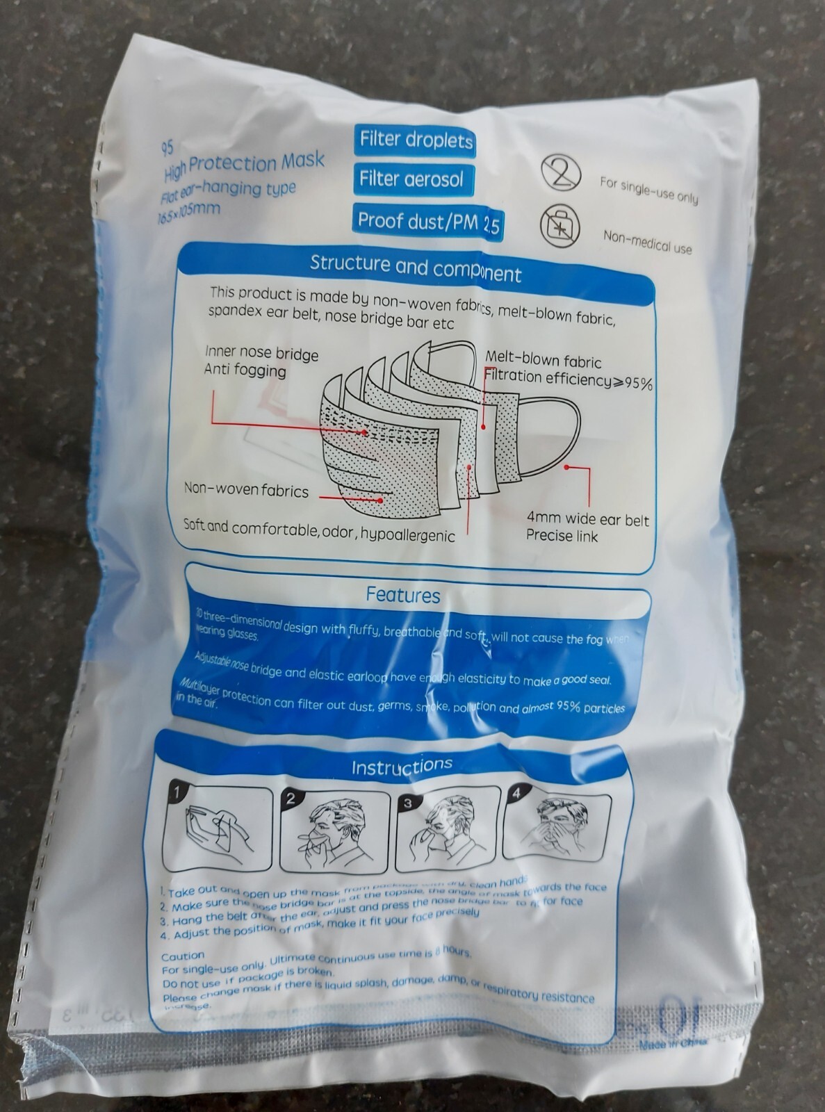 KN95 Face Mask Breathable 5-Layer Protection (5 packs = 50 masks)