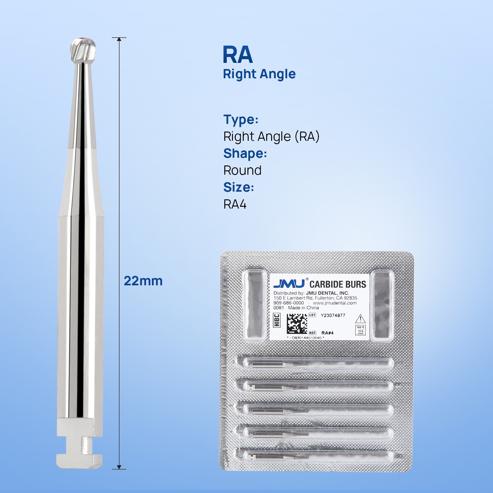 5/pk Dental Carbide Burs FG RA 1-5# Round Cone Burs for High Speed Handpiece