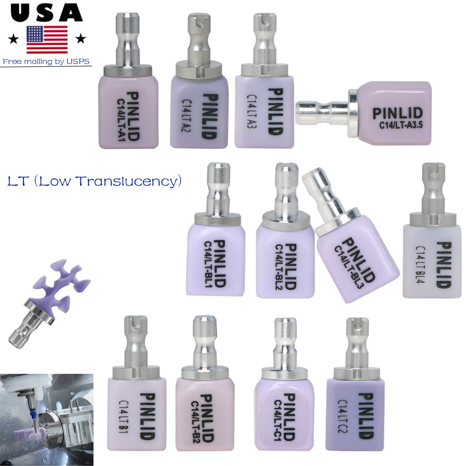 C14 Glass Ceramic Blocks Dental LT Lithium Disilicate E.Max CAD/CAM Cerec Blocks