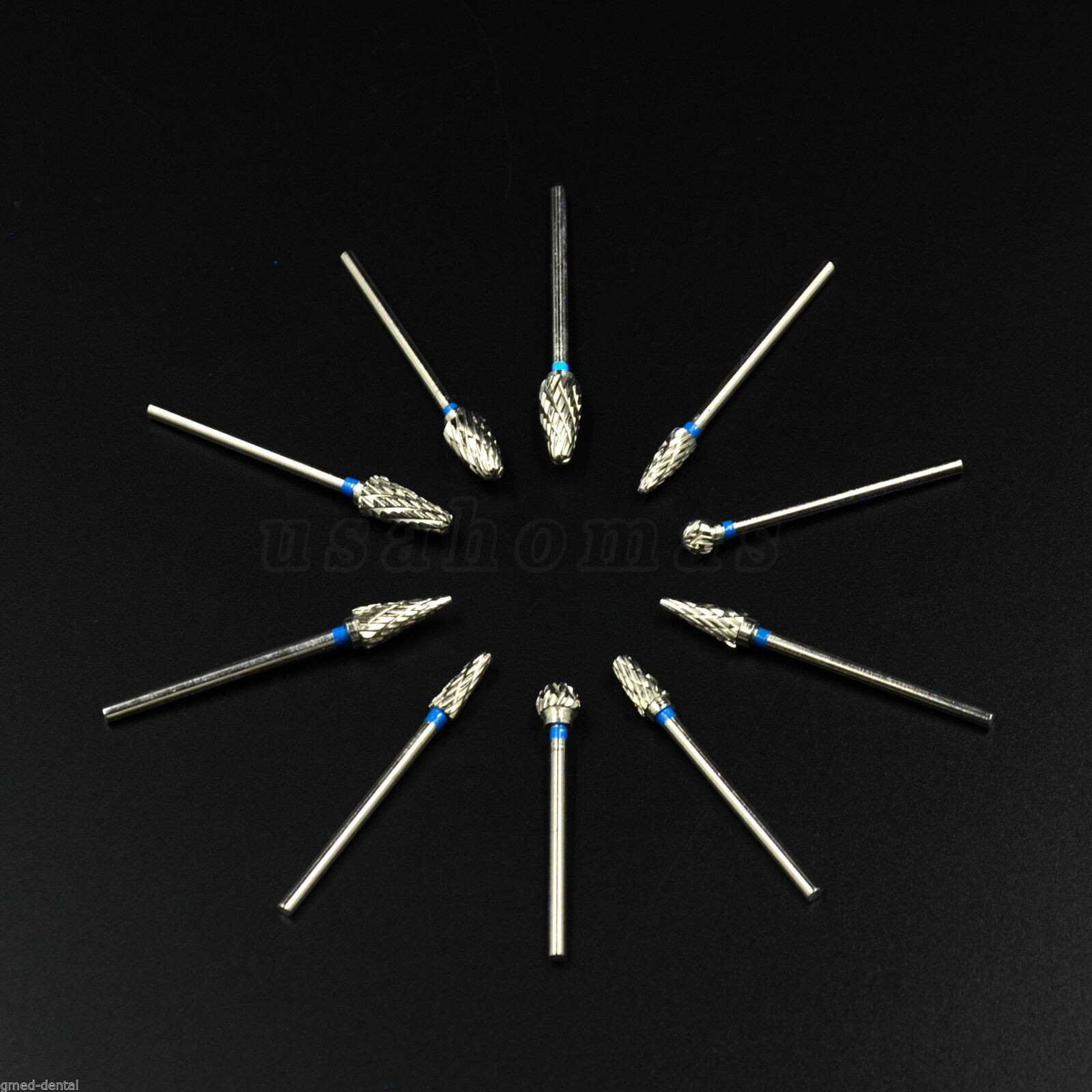 10pcs/Set Dental Tungsten Carbide Burs Plaster Alloy Acrylic Drill Polisher
