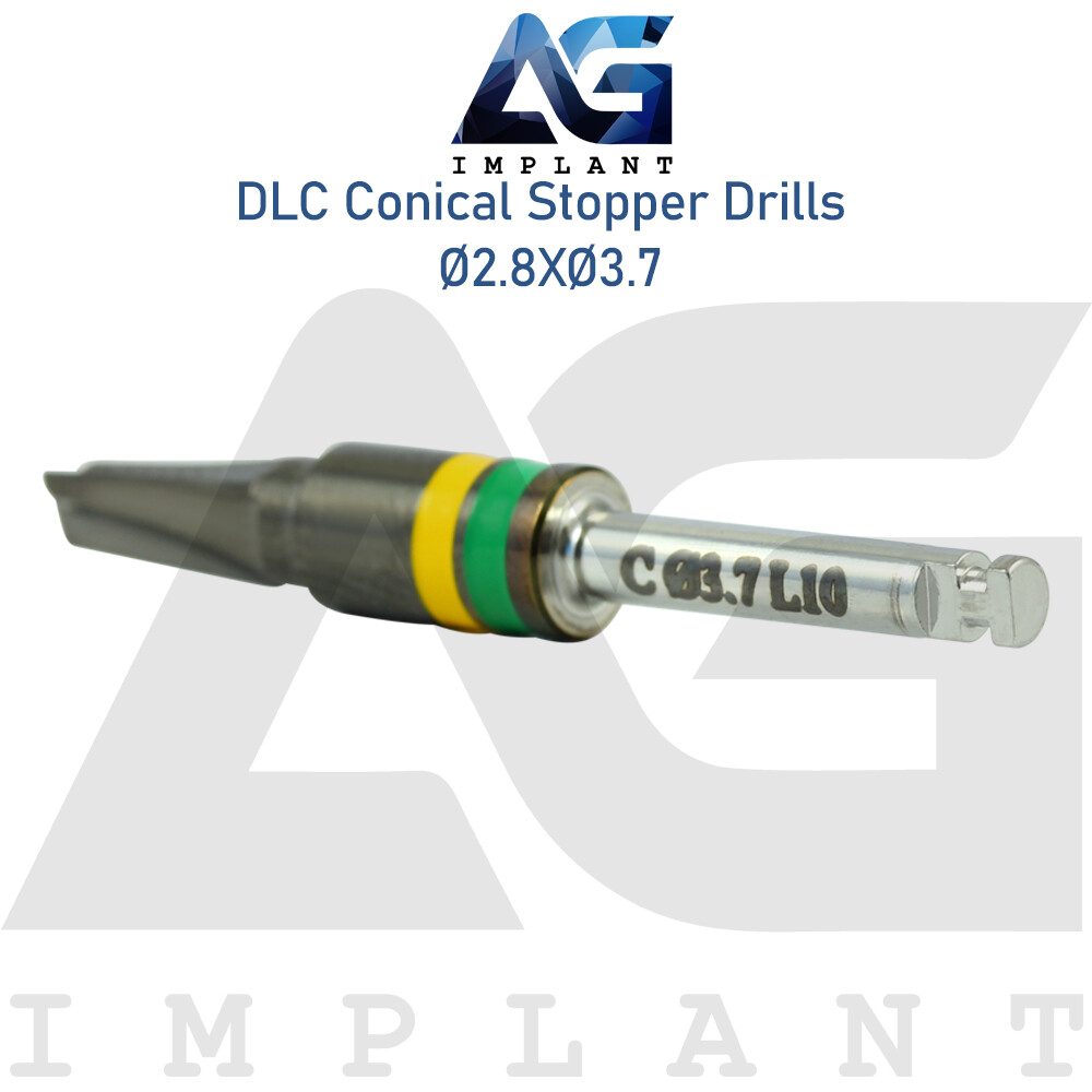 Ø2.8XØ3.7 Integral Stopper DLC Conical Drill External Irrigation Tool Carbon