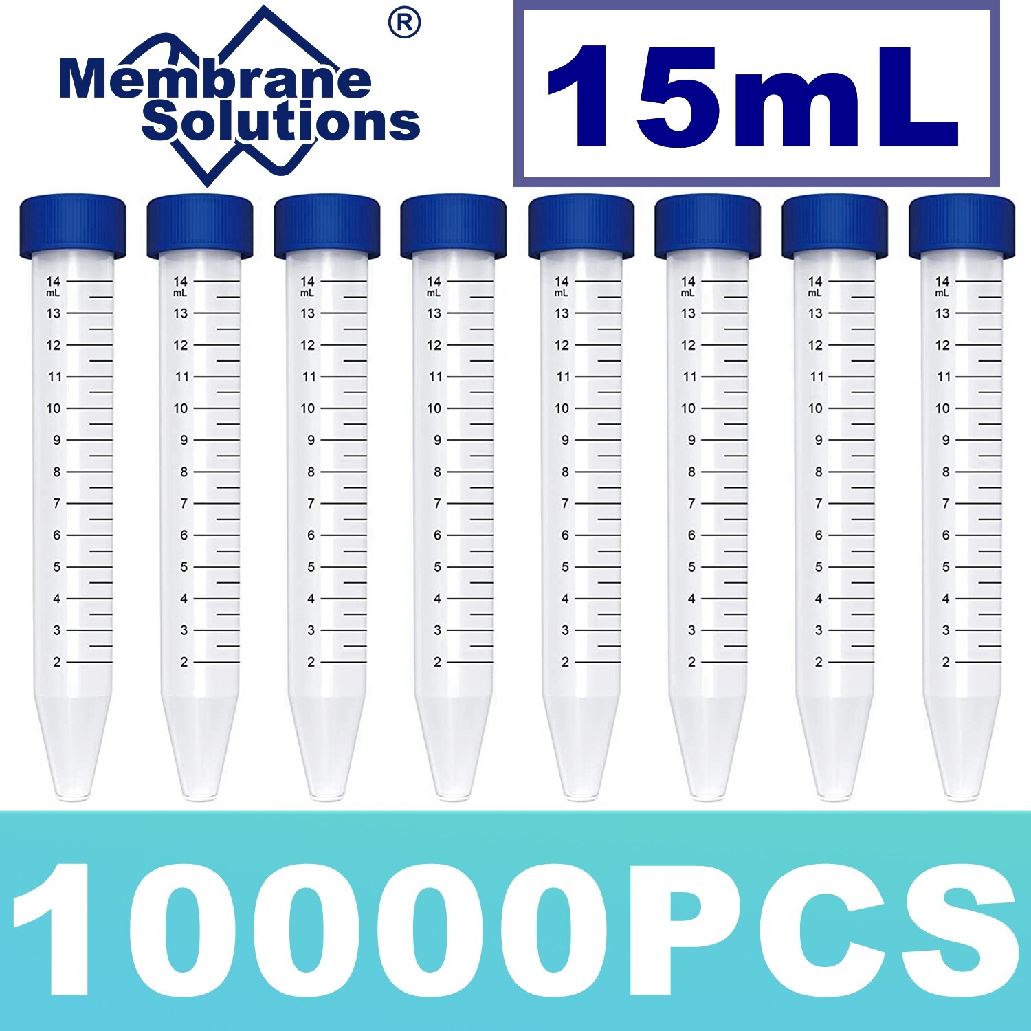 10000pc Conicial Centrifuge Tubes 15mL Clear Plastic Test Tube DN/RNase Free LAB
