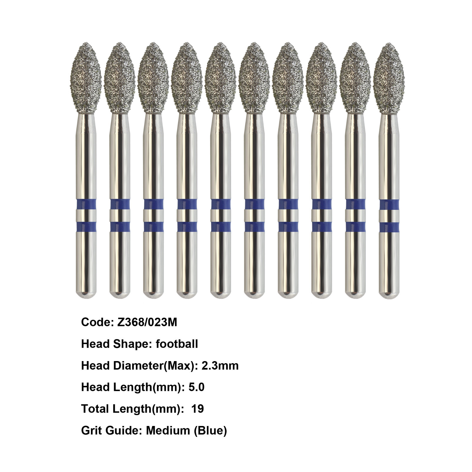 Dental Diamond Bur Zirconia Cutting Bur Round Football FG Fine Medium Grit Z856