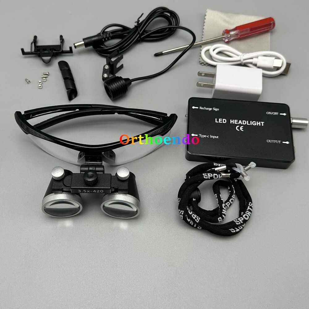 3.5X Dental Surgical LED Loupe Headlight Medical Binoculars Magnifier US/EU Plug