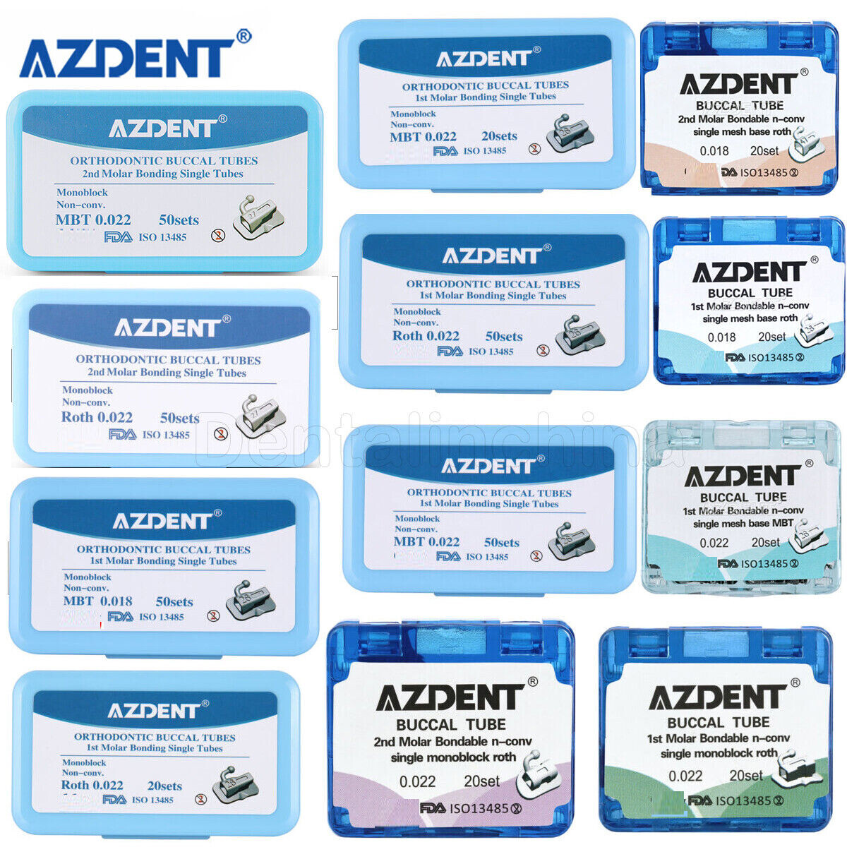 AZDENT Dental Orthodontic Buccal Tubes 1st 2nd Molar Tube Roth MBT 022 Bondable
