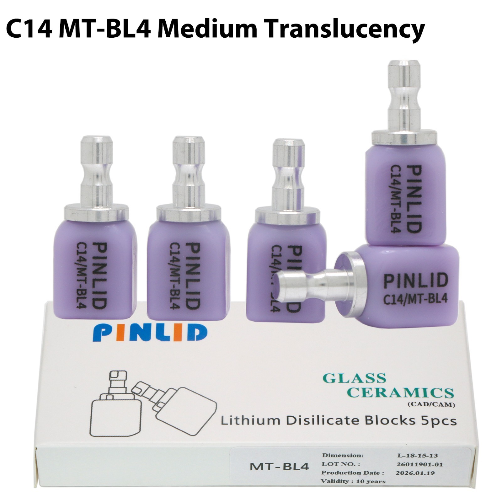 Dental C14 MT Emax Glass Ceramic Blocks Lithium Disilicate CAD/CAM CEREC