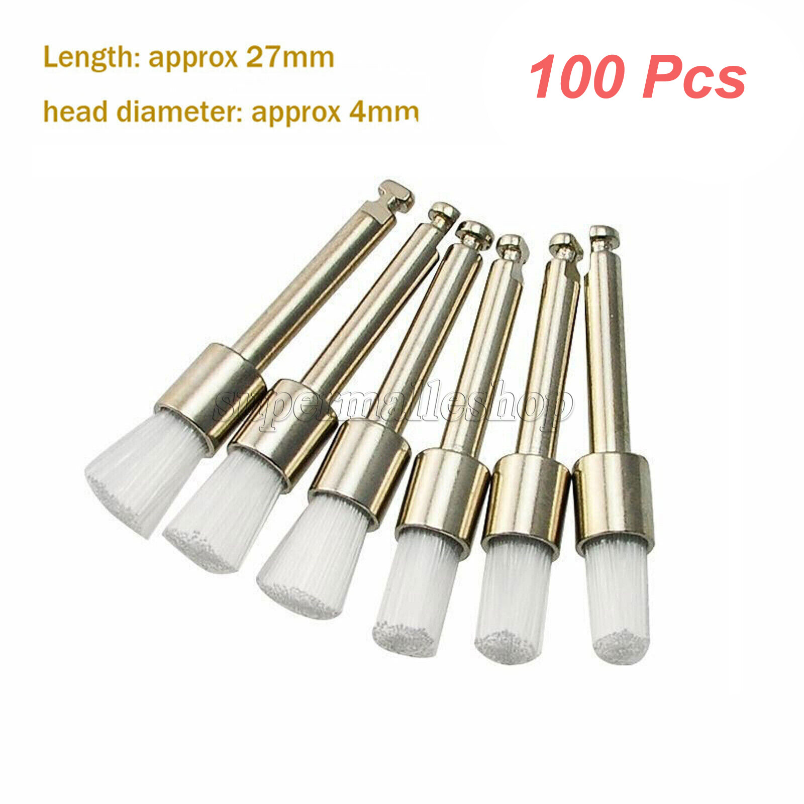 100Pcs/box Dental Polishing Polisher Prophy Brush Brushes Nylon Latch Flat White