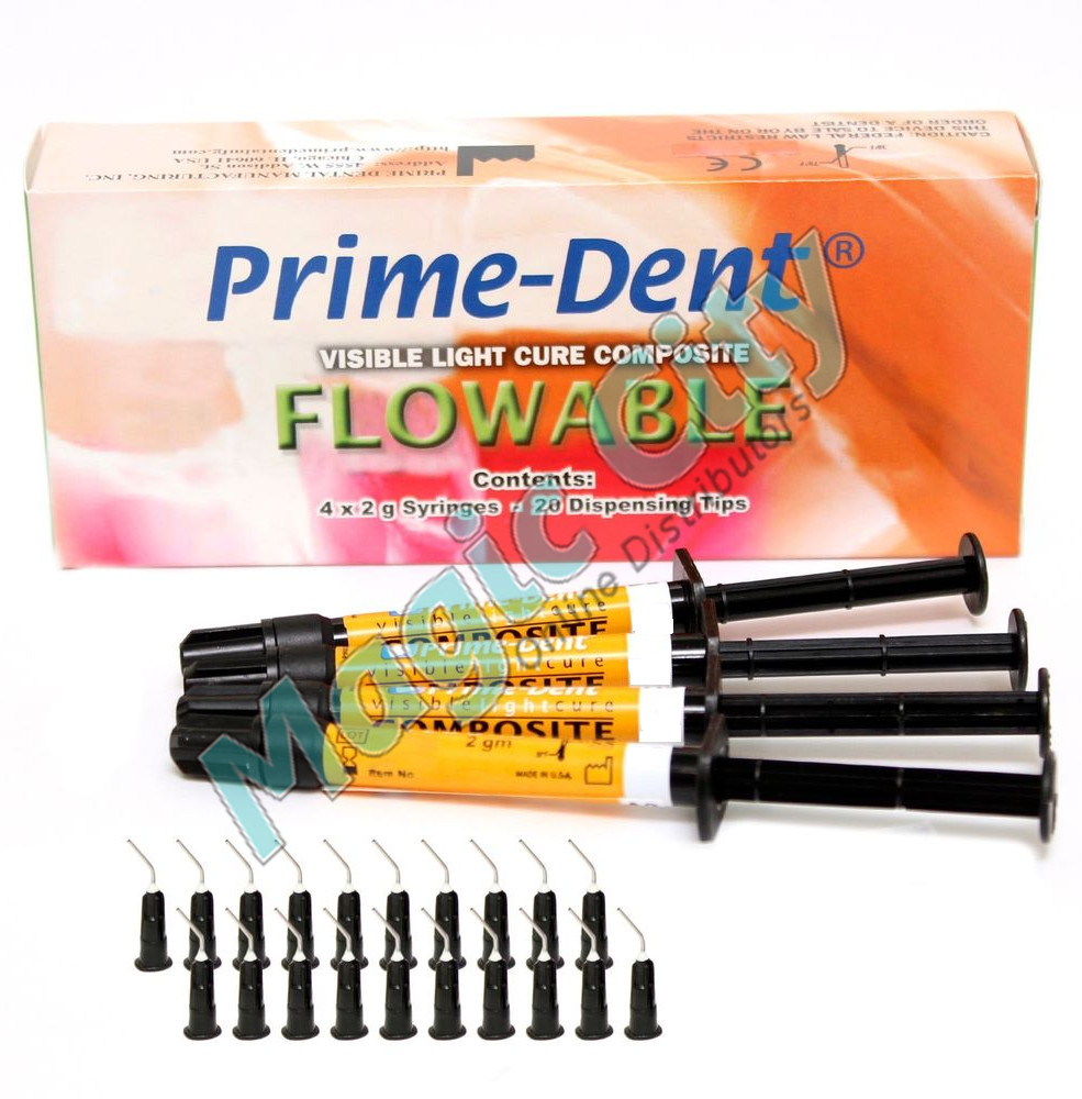 Prime-Dent Dental Flowable VLC Light Cure Composite 4 Syringe Kit – A1