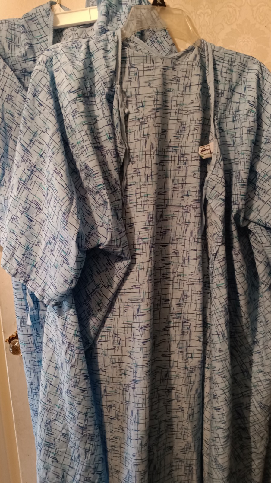NICE! Lot of 2 MEDLINE Hospital Gown Unisex Adult One Size Blue Ties Back