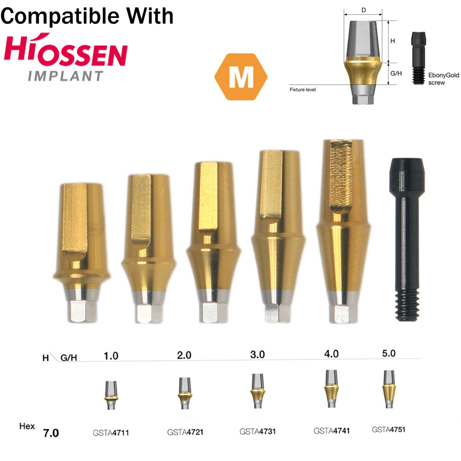 Titanium Straight Transfer Abutment Compatible with Osstem Hiossen Mini/Regular