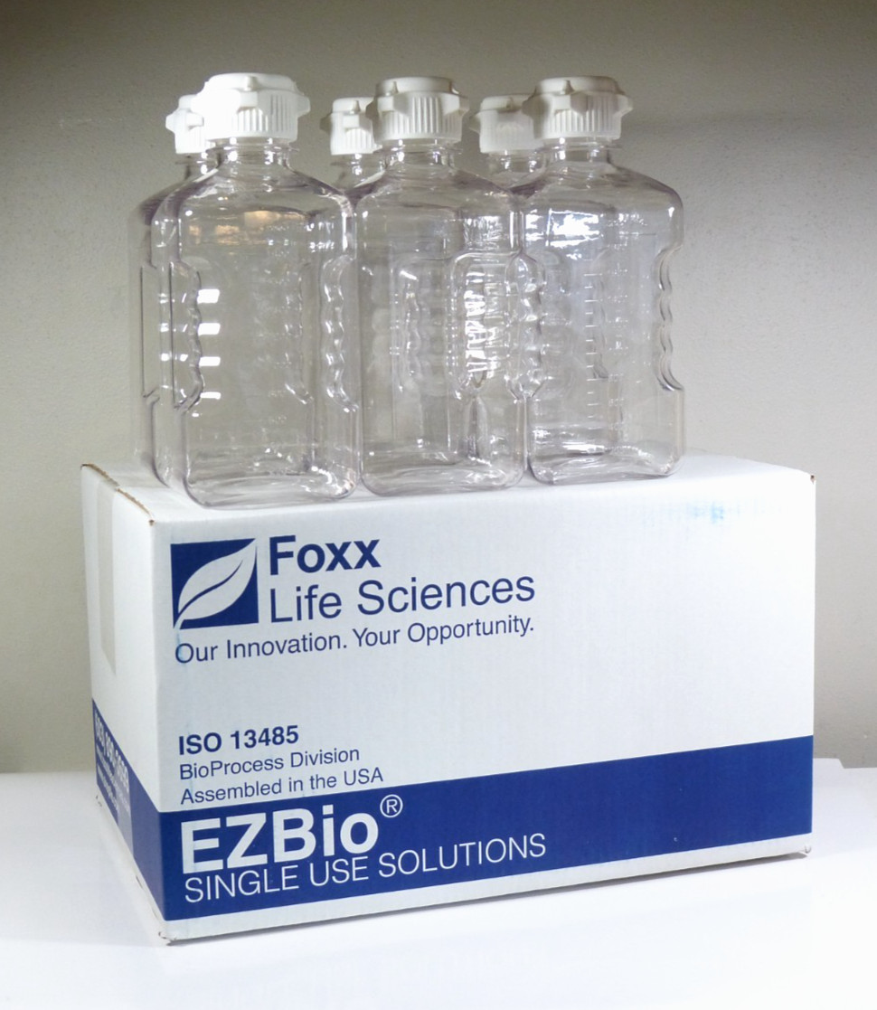 Foxx Life Sciences 137-6511-FLS, 2L (2000mL) sterile, square PETG media bottle