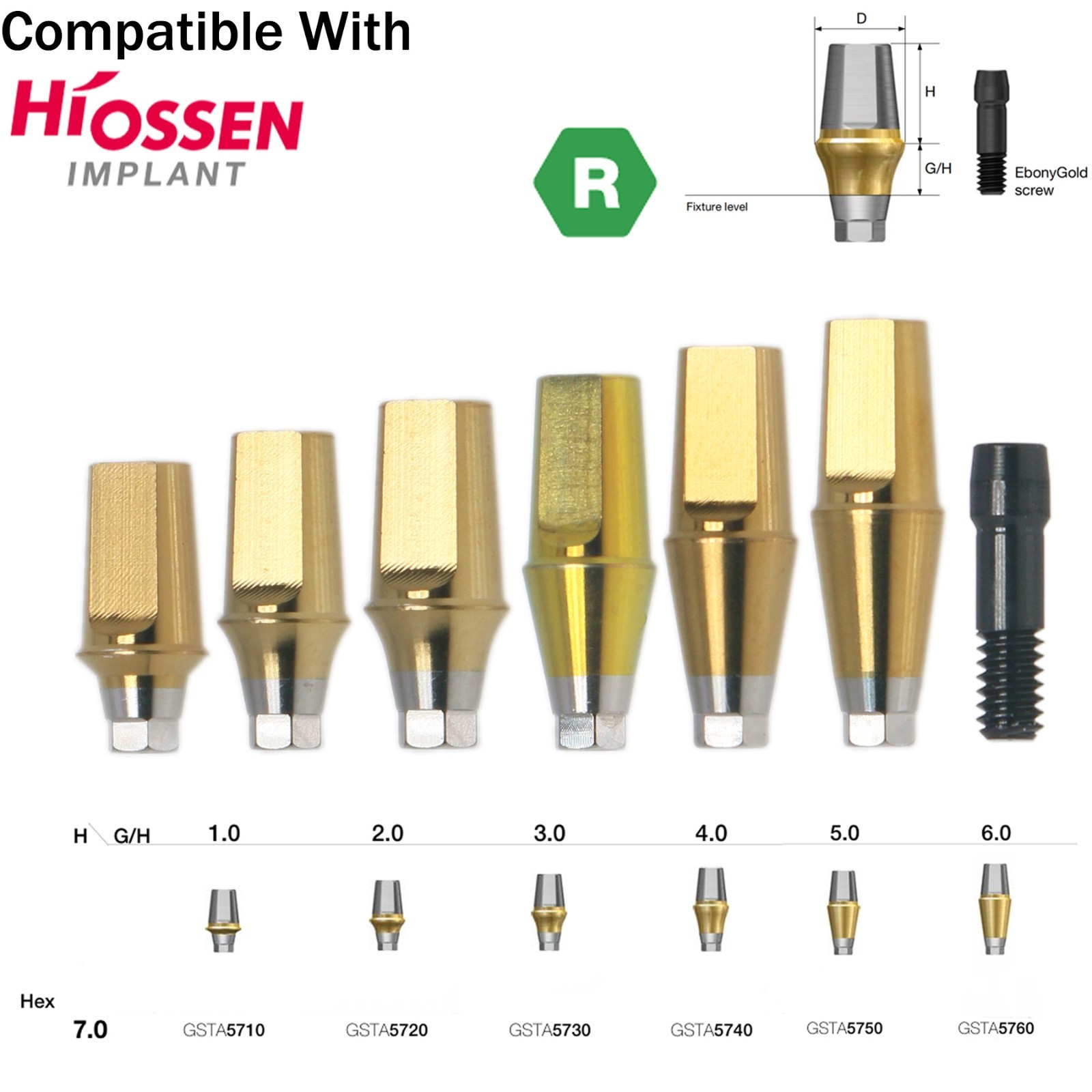 Titanium Straight Transfer Abutment Compatible with Osstem Hiossen Mini/Regular