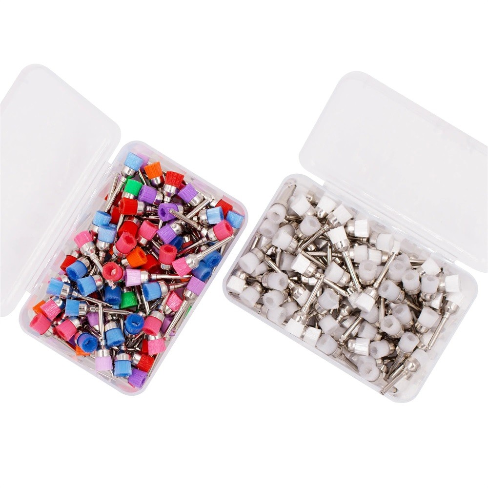 100Pcs/Box Dental Nylon Material Closure Flat Polishing Prophylaxis Brushes RA