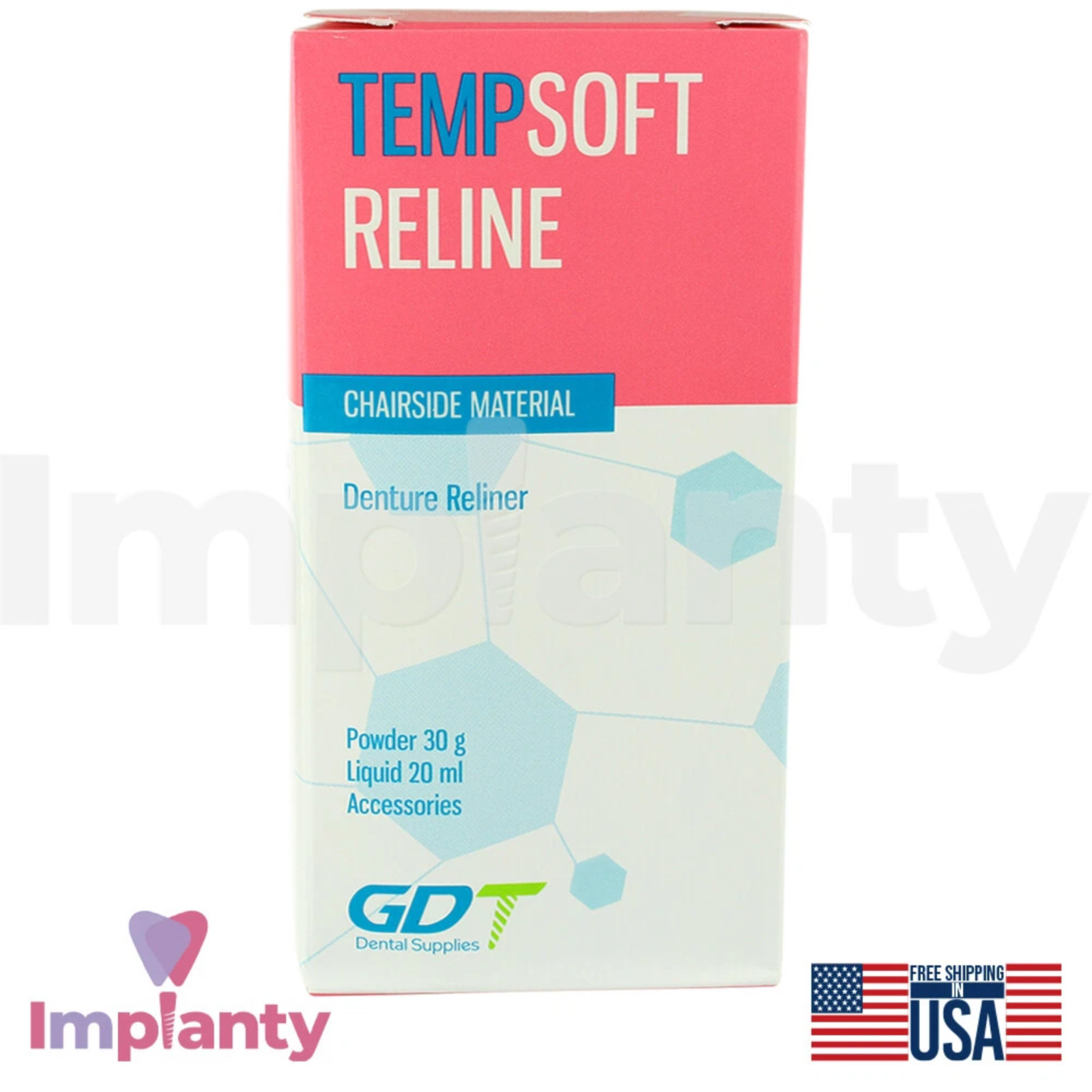 GDT Dental Temp Soft Reline Easy Mix Translucent Pink Renewing Dentures Material