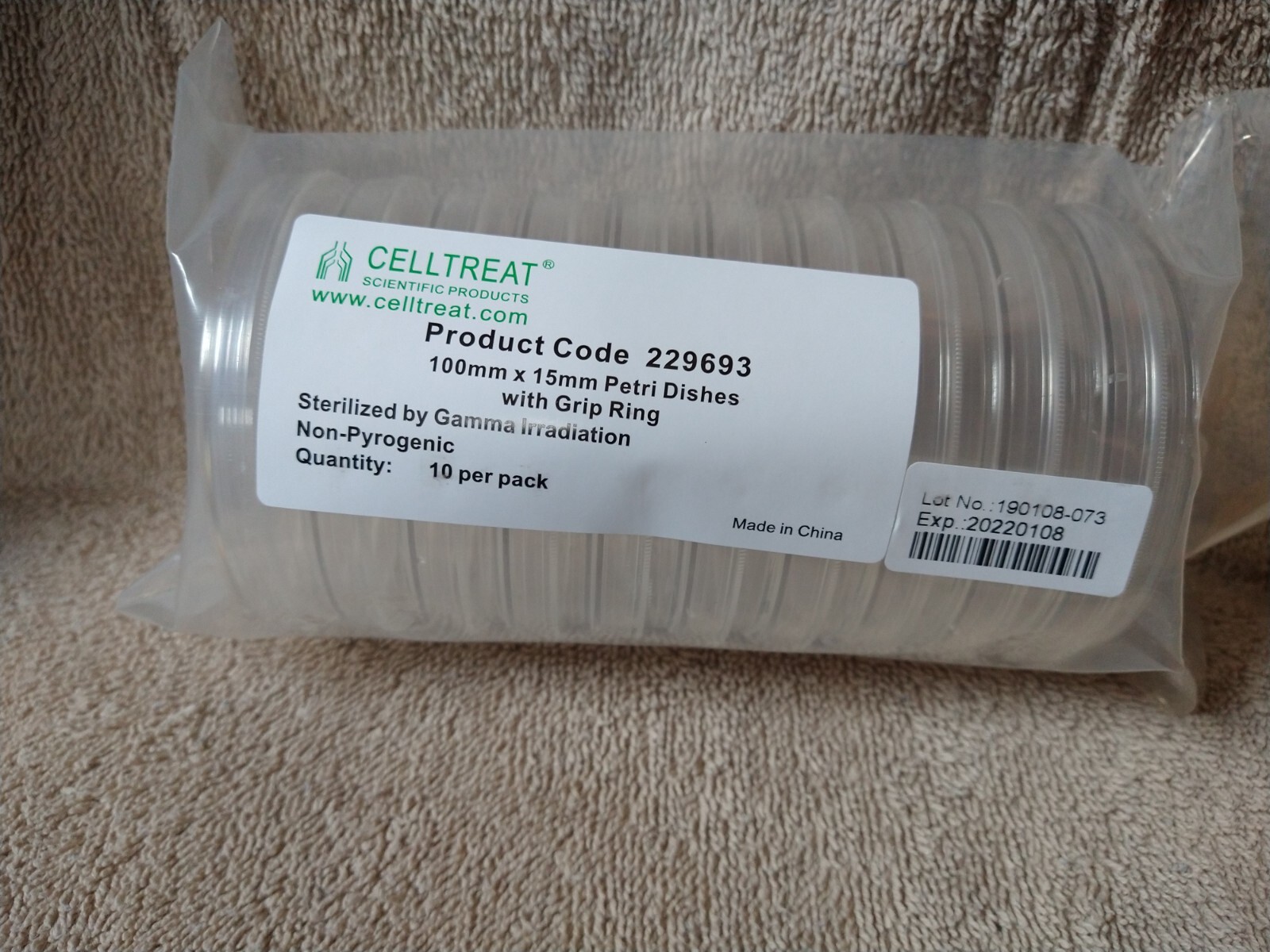 10 pack CellTreat 229693 Petri Dishes 100mm x 15mm NEW Mad Lab Halloween Prop FX