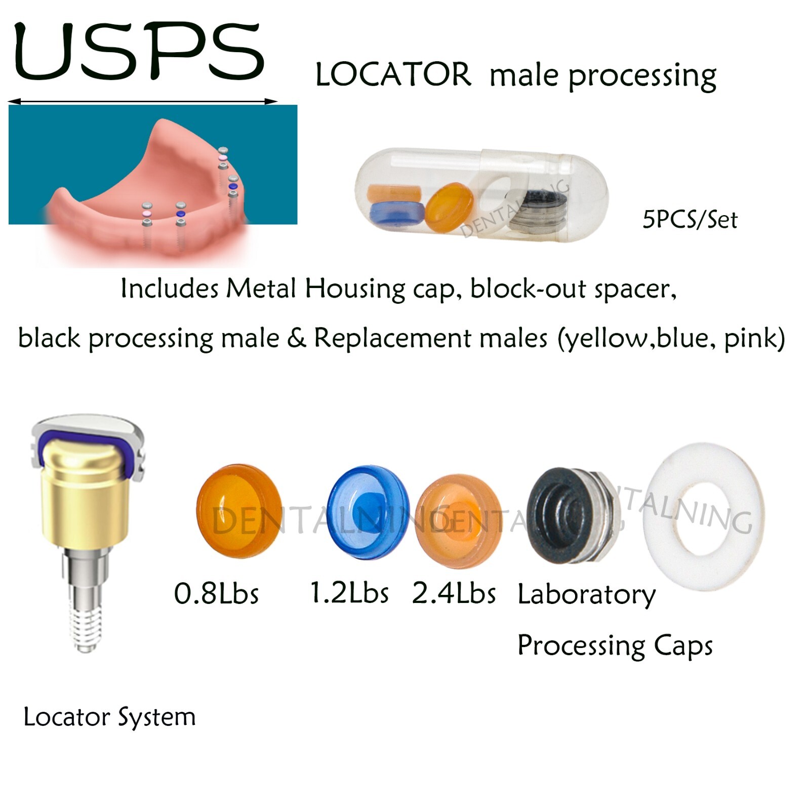 US Dental Overdenture Implant Abutment Locator Sys For Hiossen Regular 3/4/5.0mm