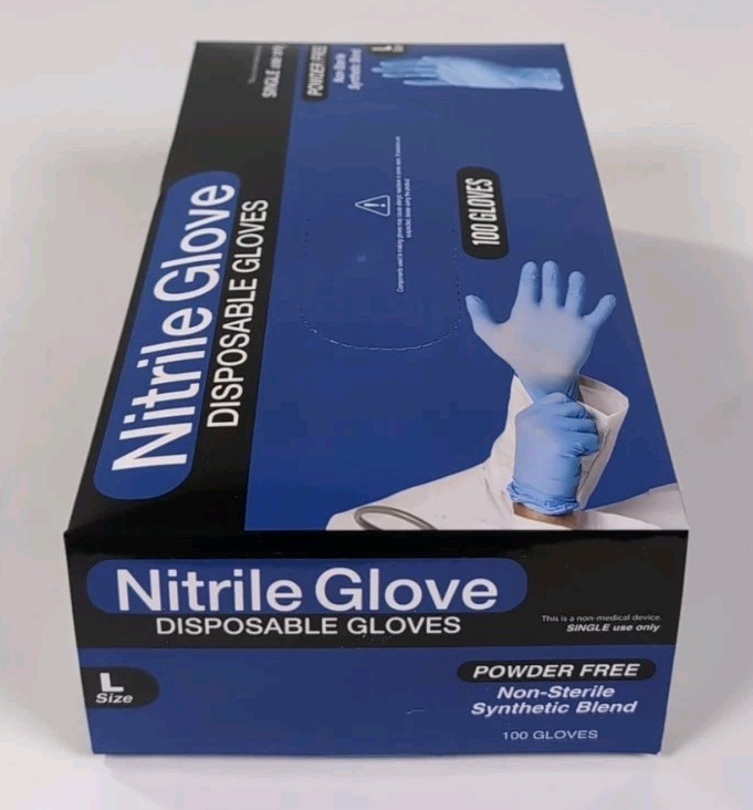 Medical Nitrile Exam Gloves, Blue Iris, Powder-Free Food-Safe Disposable Size Lg
