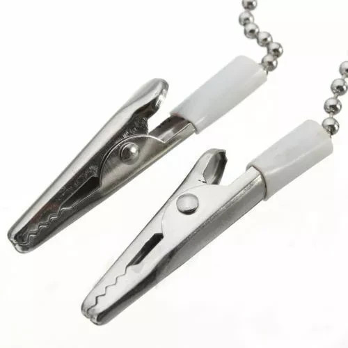 1-100 Dental Bib Holder Clip Metal Chain Black Flexible Crocodile Clip 40cm