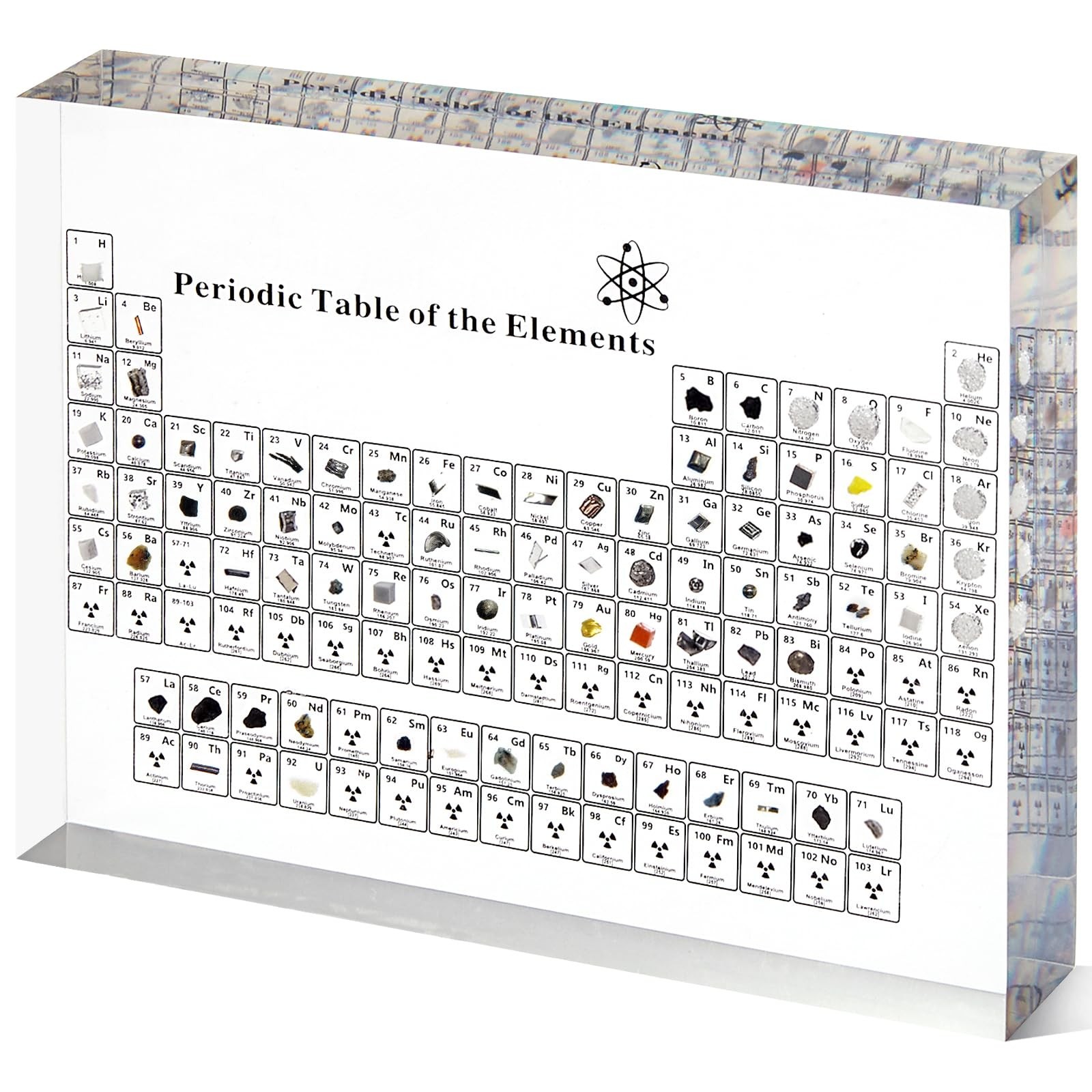 Large Periodic Table with Real Elements Inside, 8 Inch Acrylic Periodic Table…