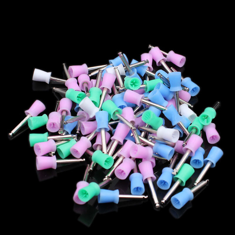 100Pcs/box Dental Oral Prophy Cup Rubber Polish Polishing Tooth Mixed-Color