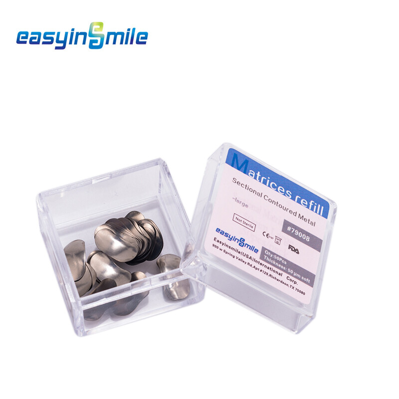 50Pcs Dental Metal Matrices Matrix Band Sectional Contoured Refill S/M/L 50μm