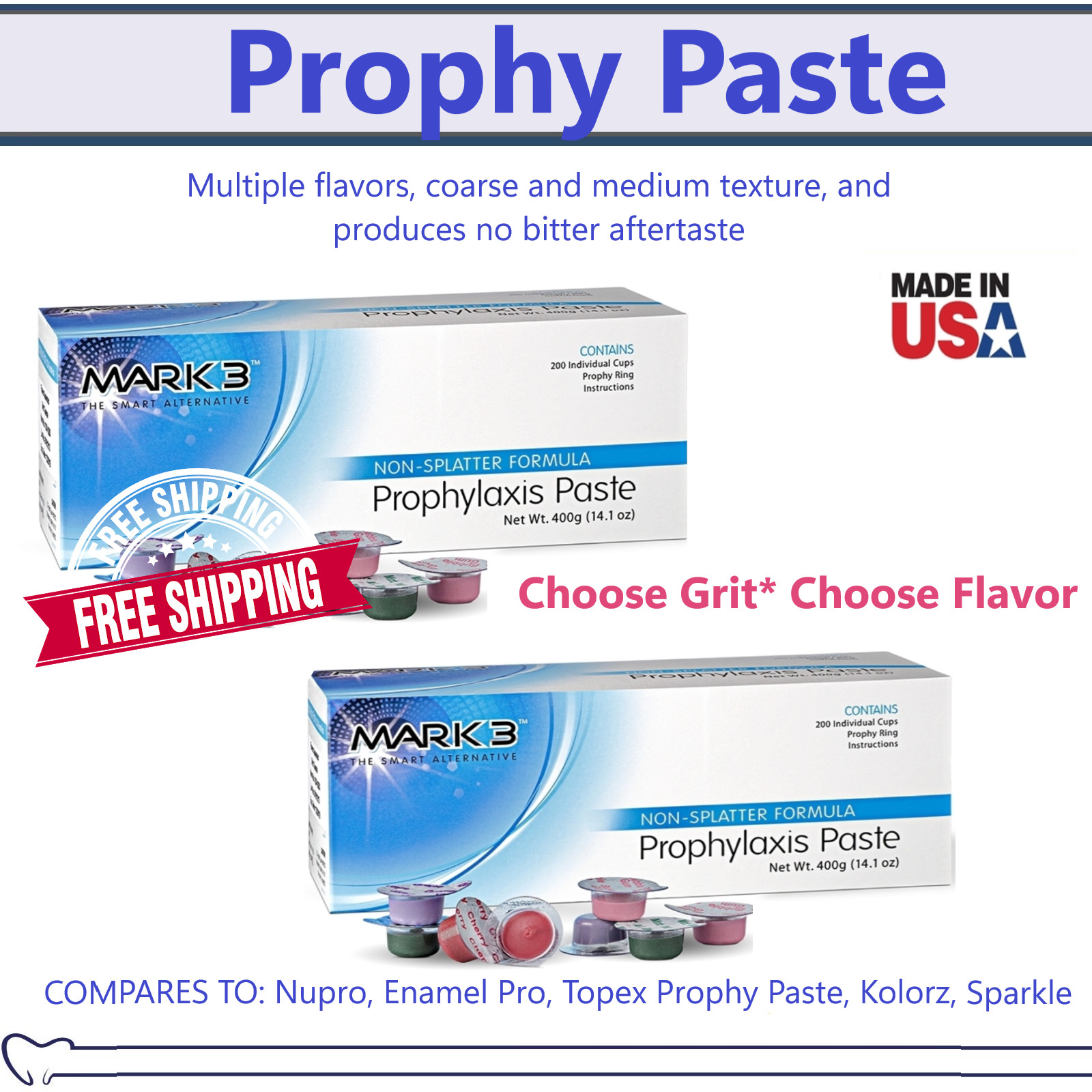 Prophy Paste Dental Prophylaxis Coarse Medium Fine Extra X-Coars up to 1000 cups