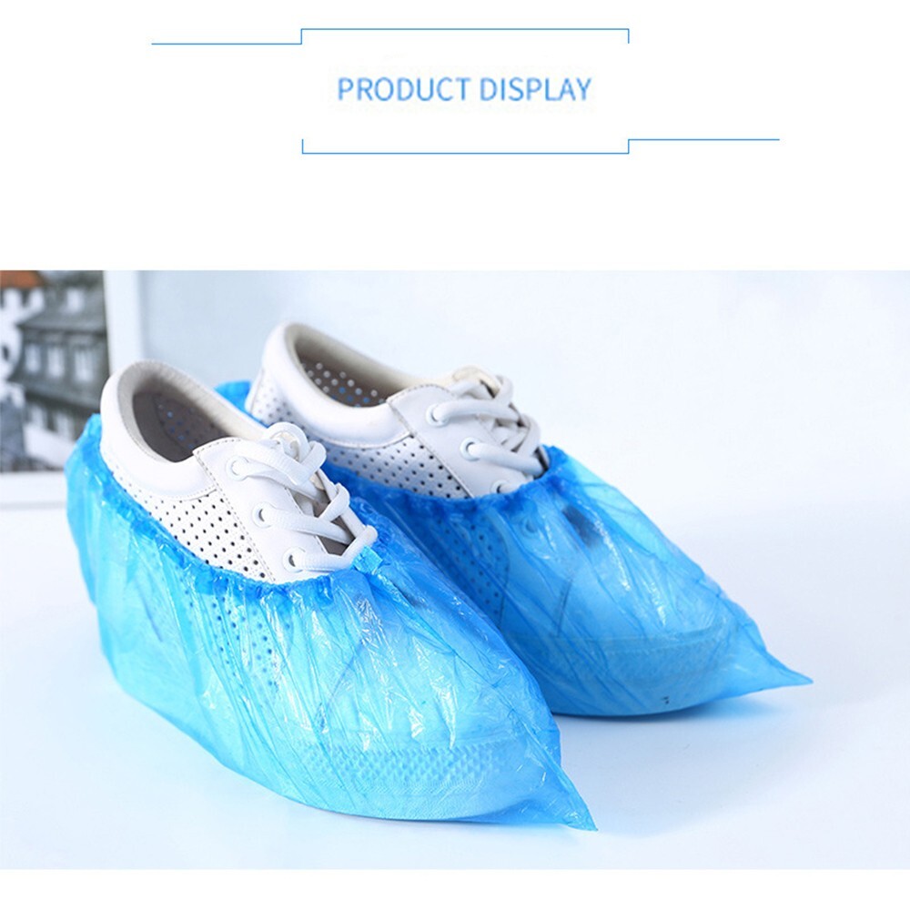 INTBUYING® 100 Pieces of Disposable Plastic Shoe Covers Portable Multipurpose