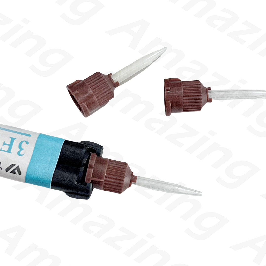 Dental Brown Short Temporary Cement HP Mixing Tips Impression 1:1 Ratio Static