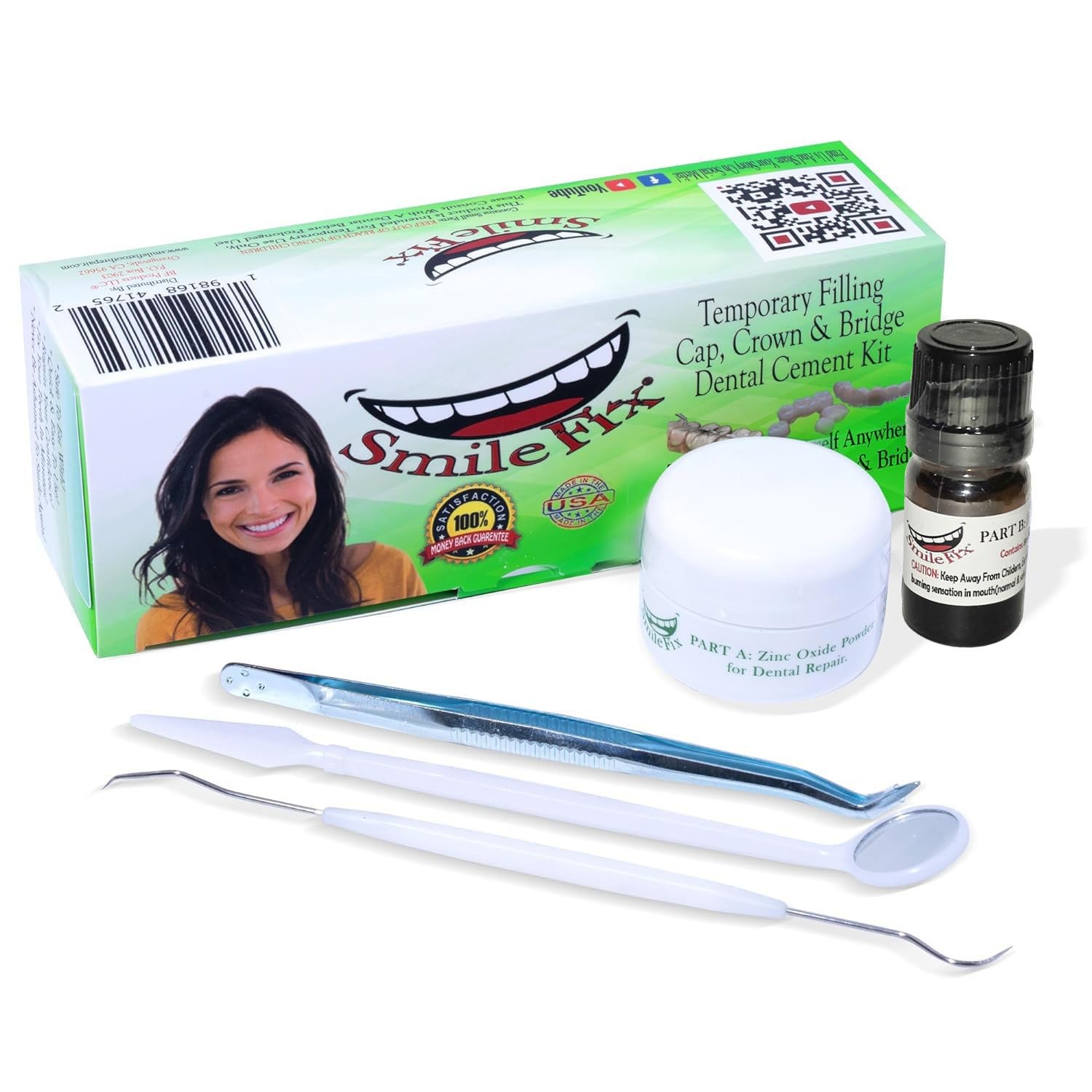 SmileFix Dental Cement & Filling Repair Kit Crowns, Clear or Transparent
