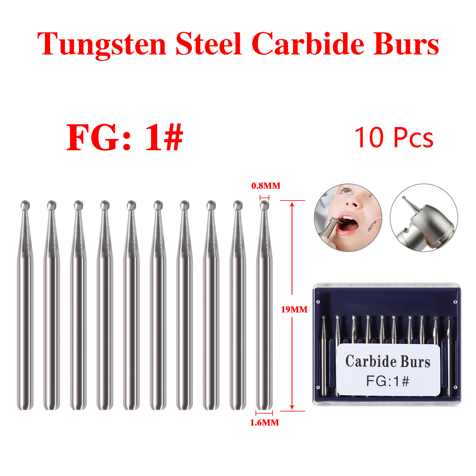 Dental Tungsten Carbide Tungsten Steel Burs for High /Low Speed Handpiece FG/ RA
