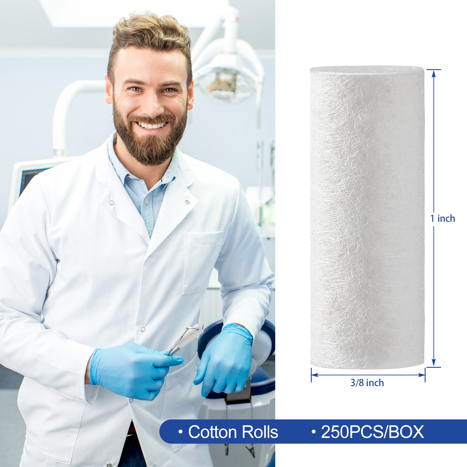 JMU Dental Cotton Rolls for Mouth Gauze and Nosebleed 1″ Non-Sterile Up to 10000