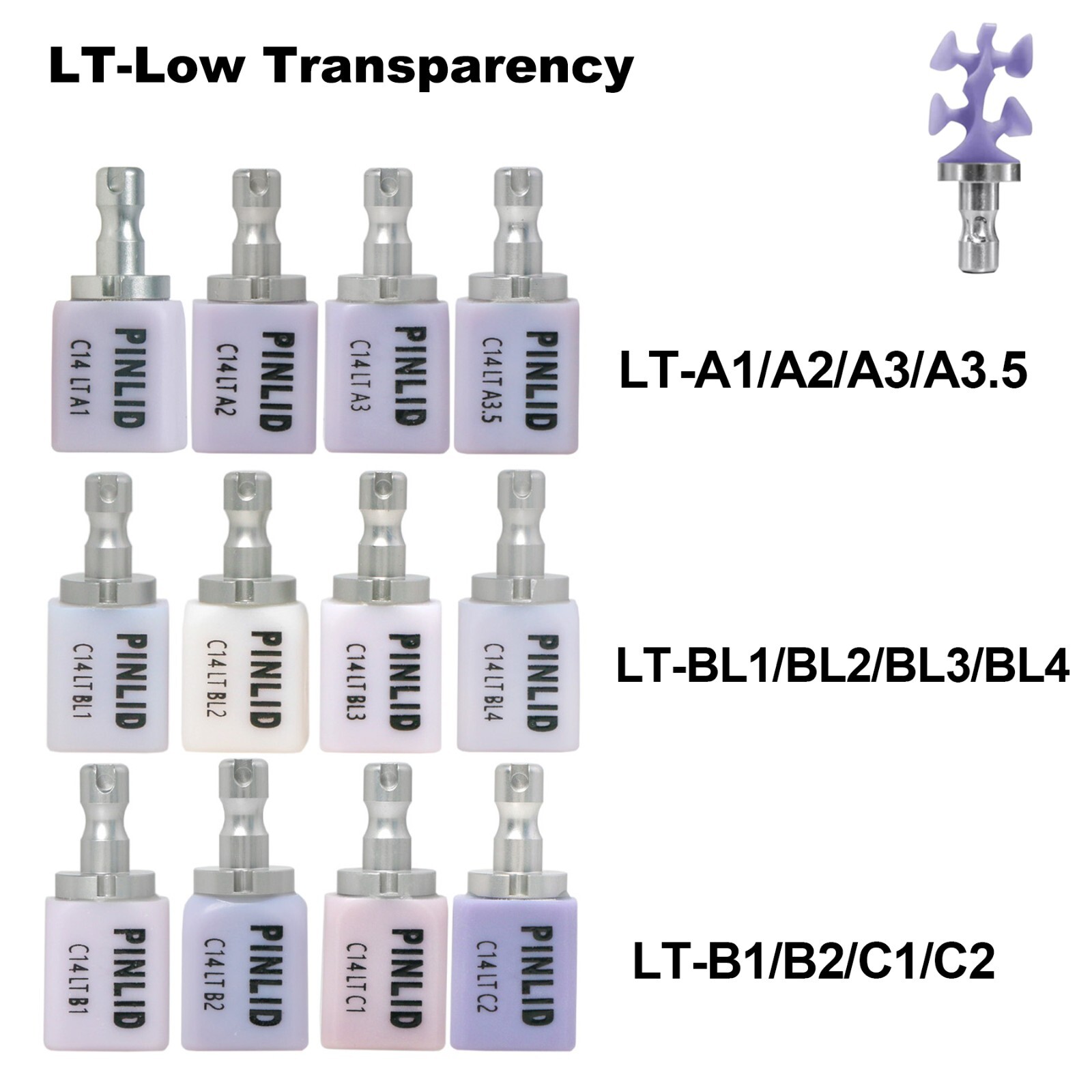 US 5Pcs Dental LT C14 Emax Glass Ceramic Lithium Dislicate Blocks CEREC CAD/CAM