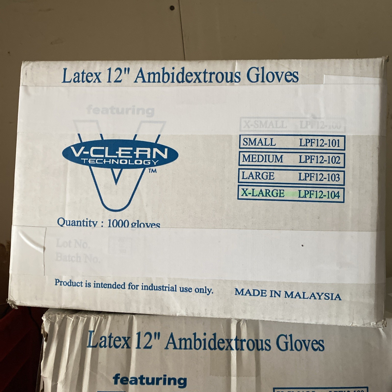 v-clean LPF12-104 latex 12″ ambidextrous gloves ( Case Of 1000 )