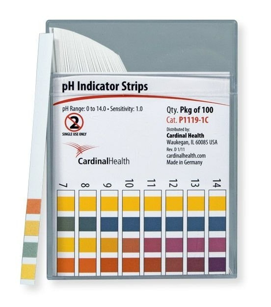 Cardinal Health pH Test Strip 0 to 14.0 pH Range, P1119-C, 100 Test Strips