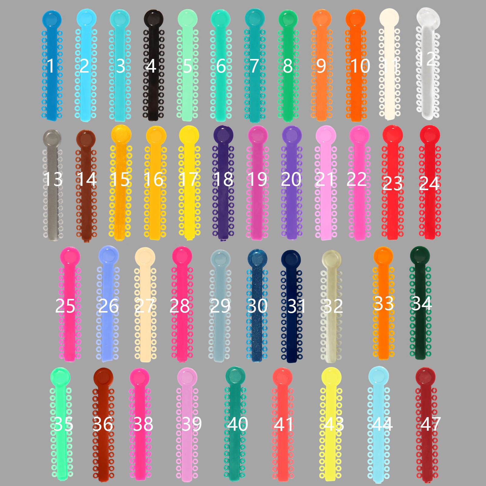 1 Bag Dental Orthodontic Ligature Ties Elastic Rubber Bands 45 Colors 1040 Pcs