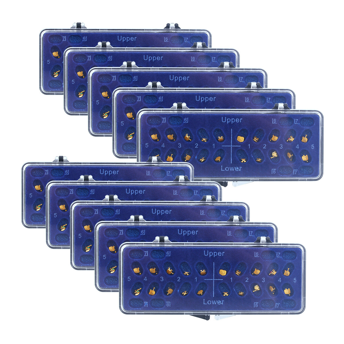 Dental Orthodontic Metal Brackets Braces 24K Gold Plated Mini MBT.022 345 Hooks