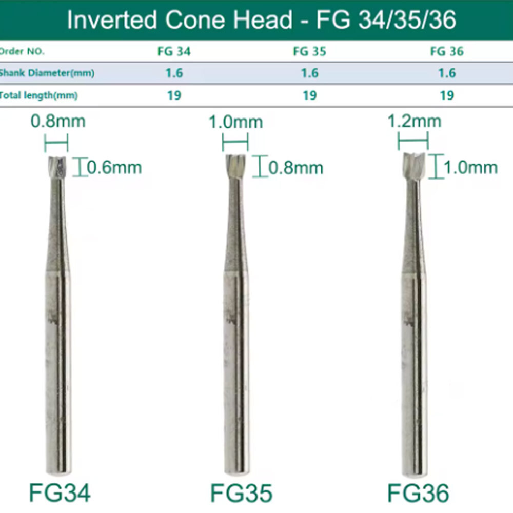 Dental FG Tungsten Steel Carbide Burs fit High Speed Handpiece Inverted Cone Bur