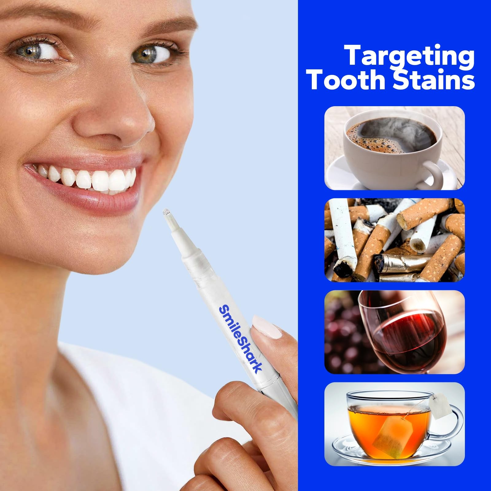 SmileShark Premium Teeth Whitening Pens 0.02 Fl Oz (Pack of 4), Transparent