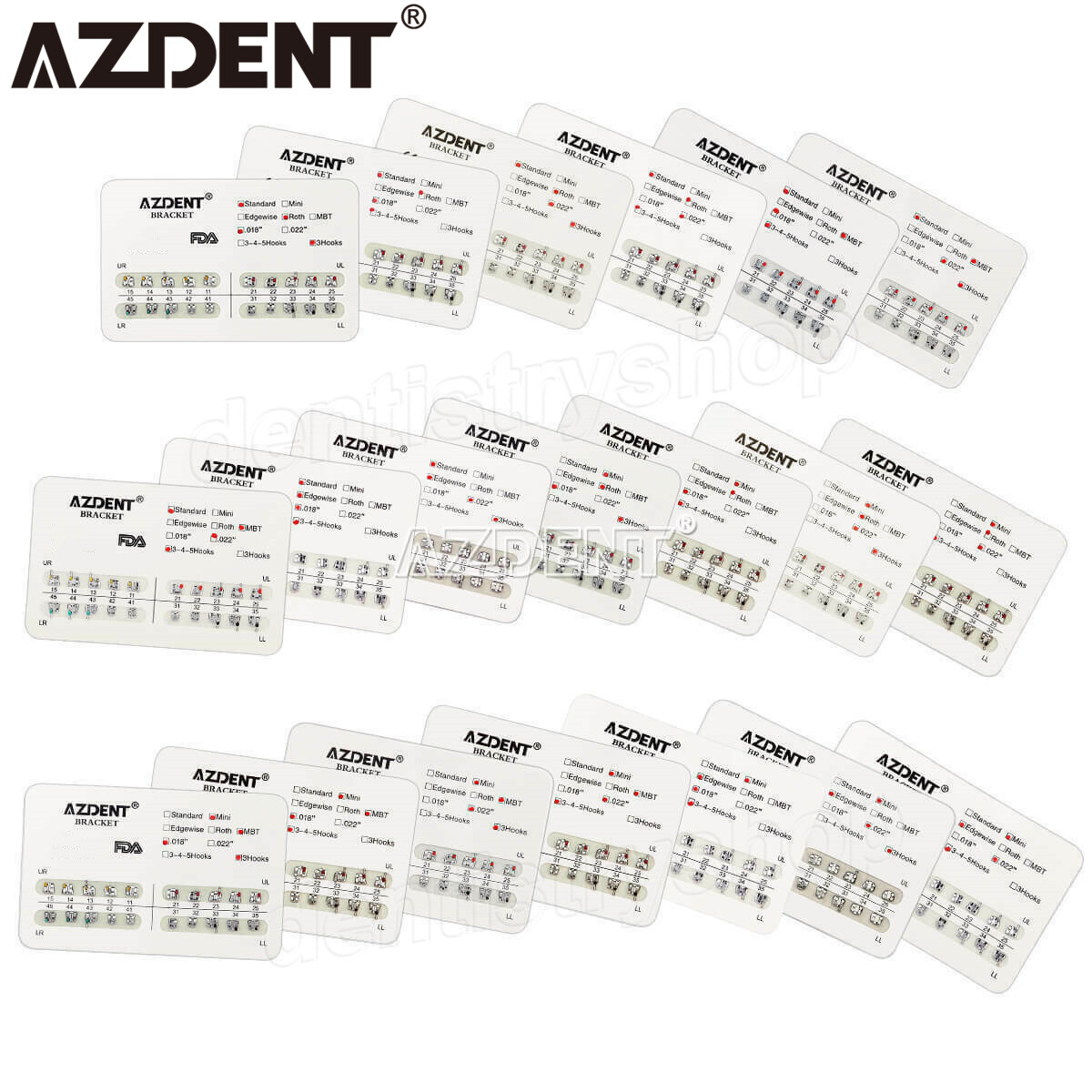 10Packs Dental Orthodontic Brackets Braces Mini/Standard MBT/Roth.022 Hooks 345