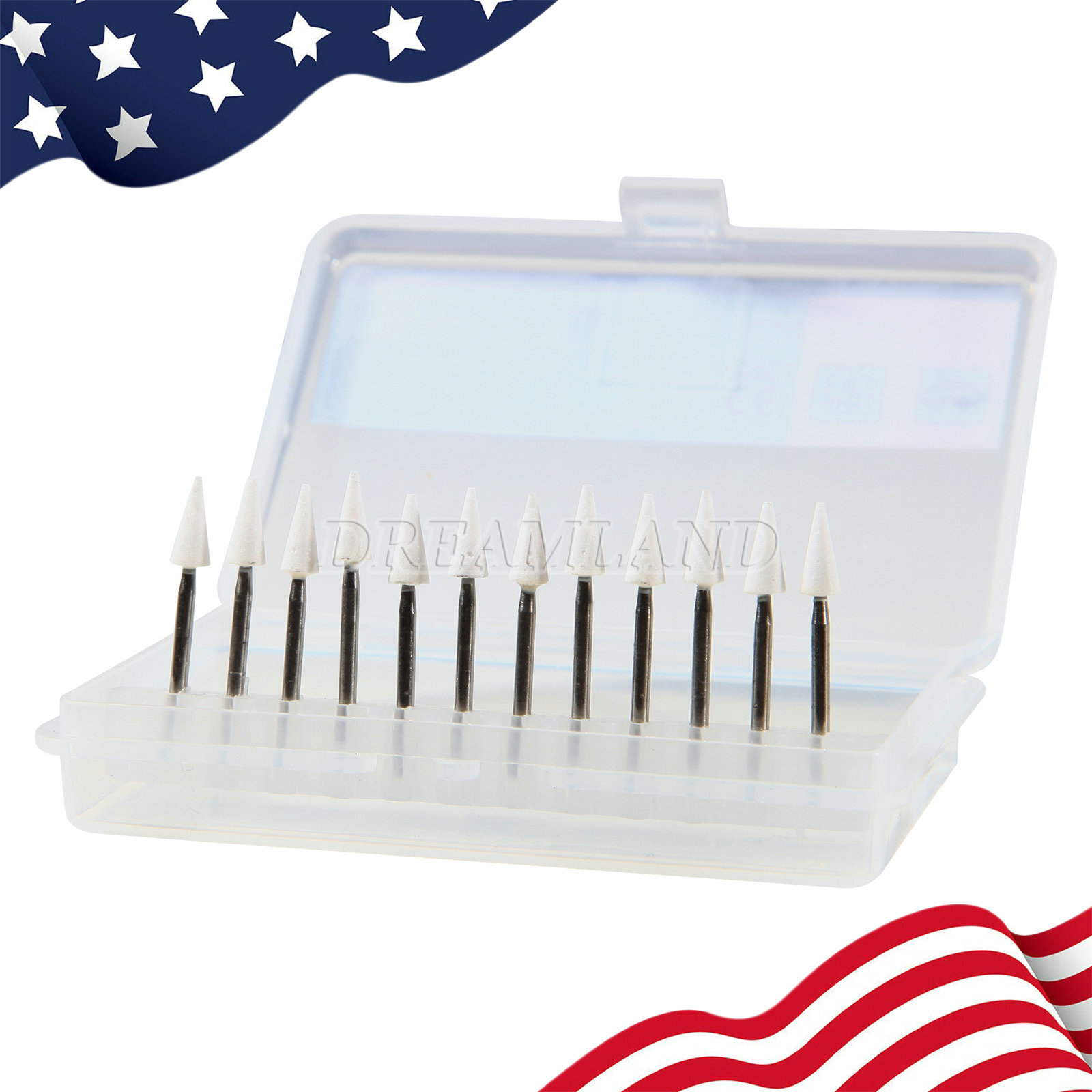 White Mounted Stone Bur FG CN1 (12 per box) Mounted Abrasion Point