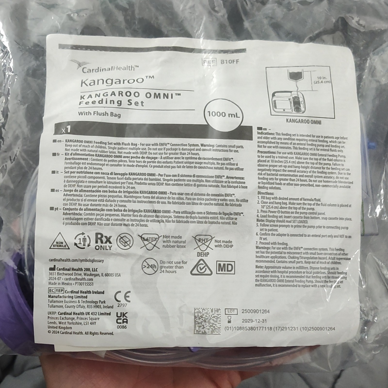 Cardinal Health Kangaroo Omni Feeding Set with Flush Bag 1000 mL