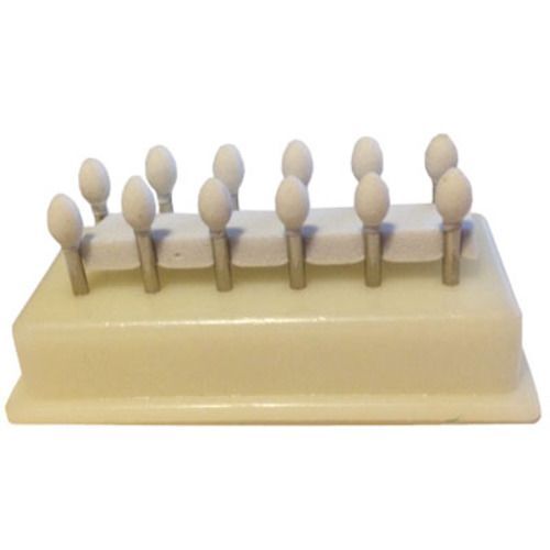 House Brand FL3A FG White Mounted Stone, 12/Pk. Egg shaped finishing stones