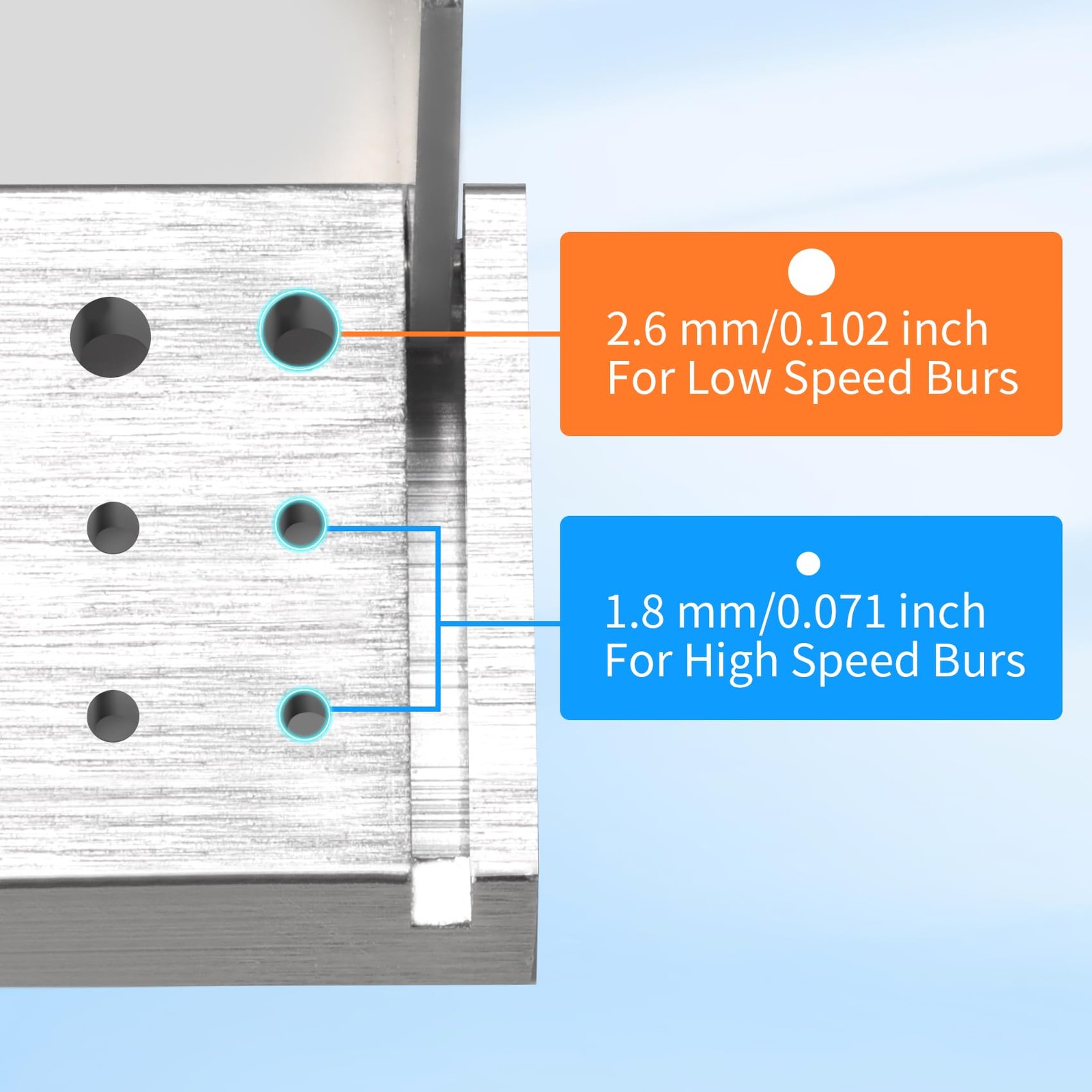 Annhua Dental Bur Blocks Aluminum Holders for Diamond Burs, silver